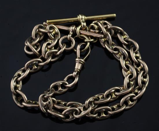 An Edwardian 9ct gold oval link albert,